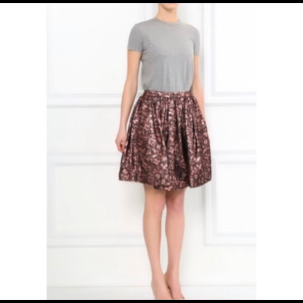 Alice and Olivia metallic Rose Gold Pink Pebble Bubble Mini Party Skirt